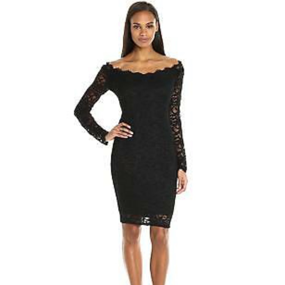 NWT MARINA Long Sleeve Off the Shoulder Lace Dress